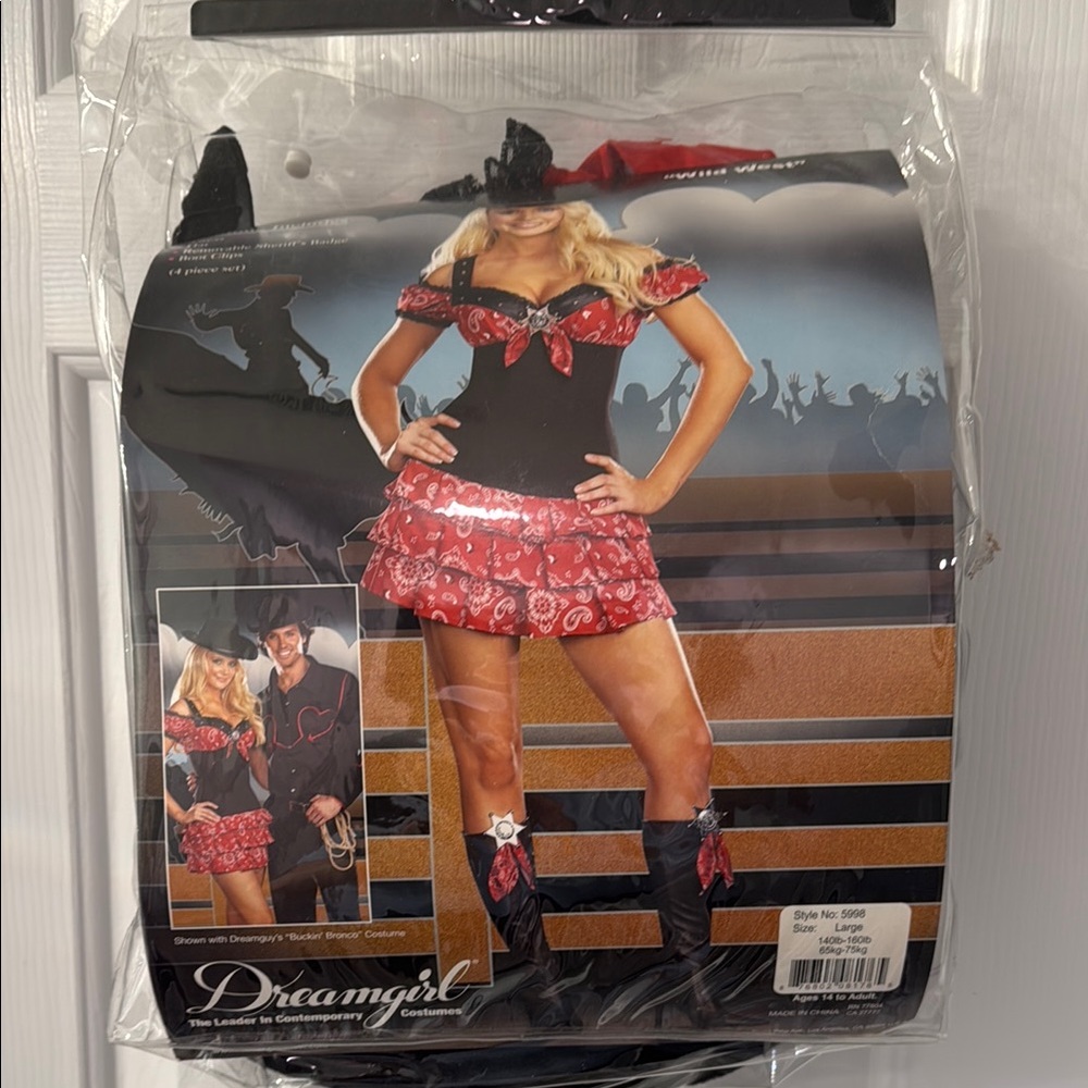 Dreamgirl Western Costume Dress with Red Bandana Skirting